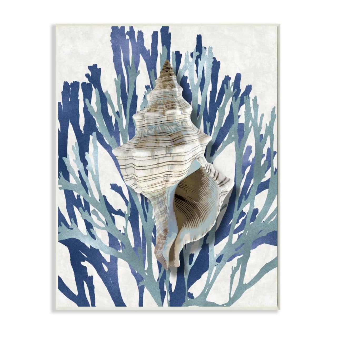 Stupell Industries Blue Coral &#x26; Shell Wall Art in White Frame